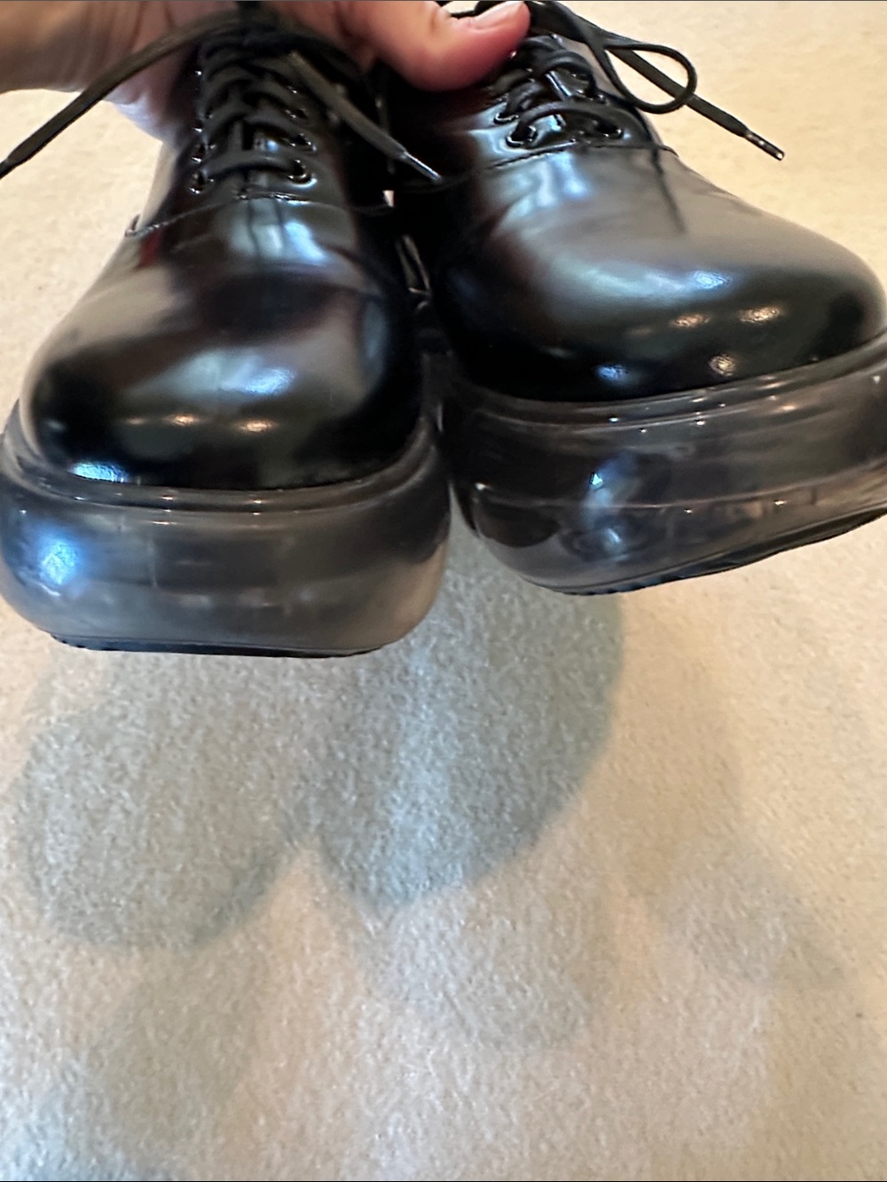 Prada Women’s Black Leather Airsole Oxford w/Transparent Platform Sole SZ 36 - Picture 6 of 9